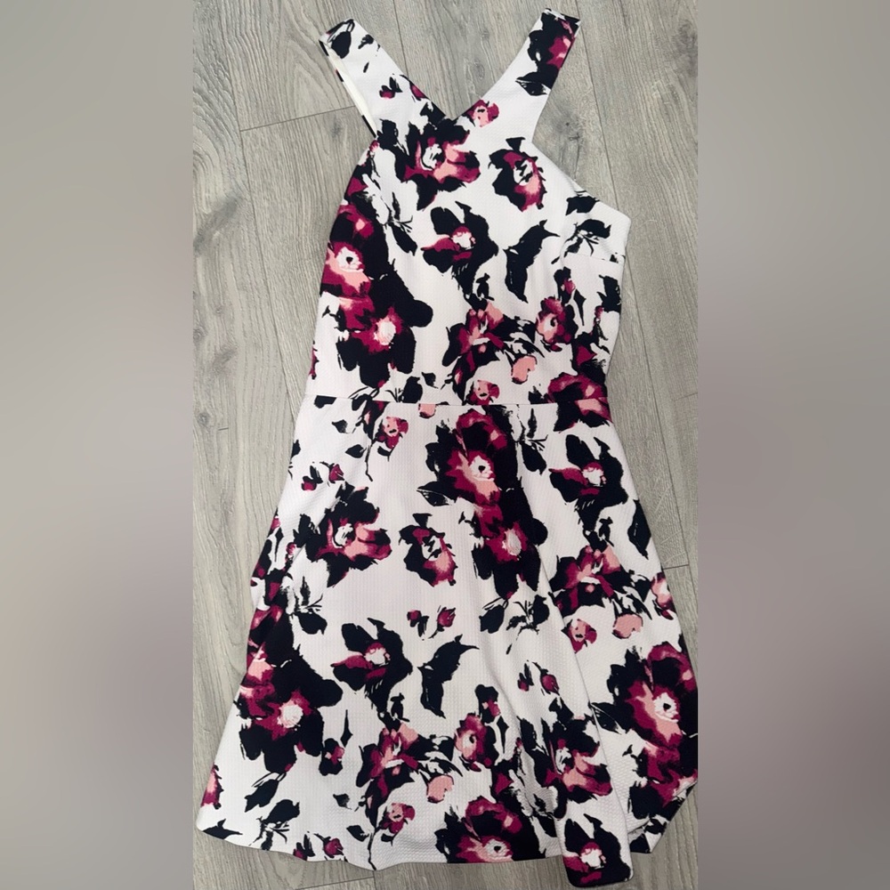 Lord & Taylor Design Lab Black and Pink Patterned Dress